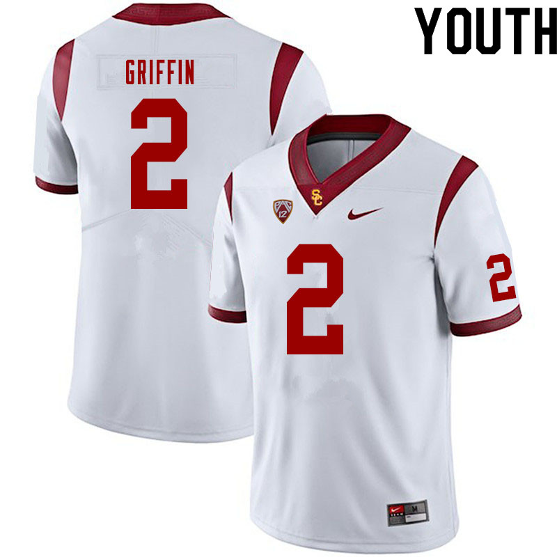 Youth #2 Olaijah Griffin USC Trojans College Football Jerseys Sale-White - Click Image to Close